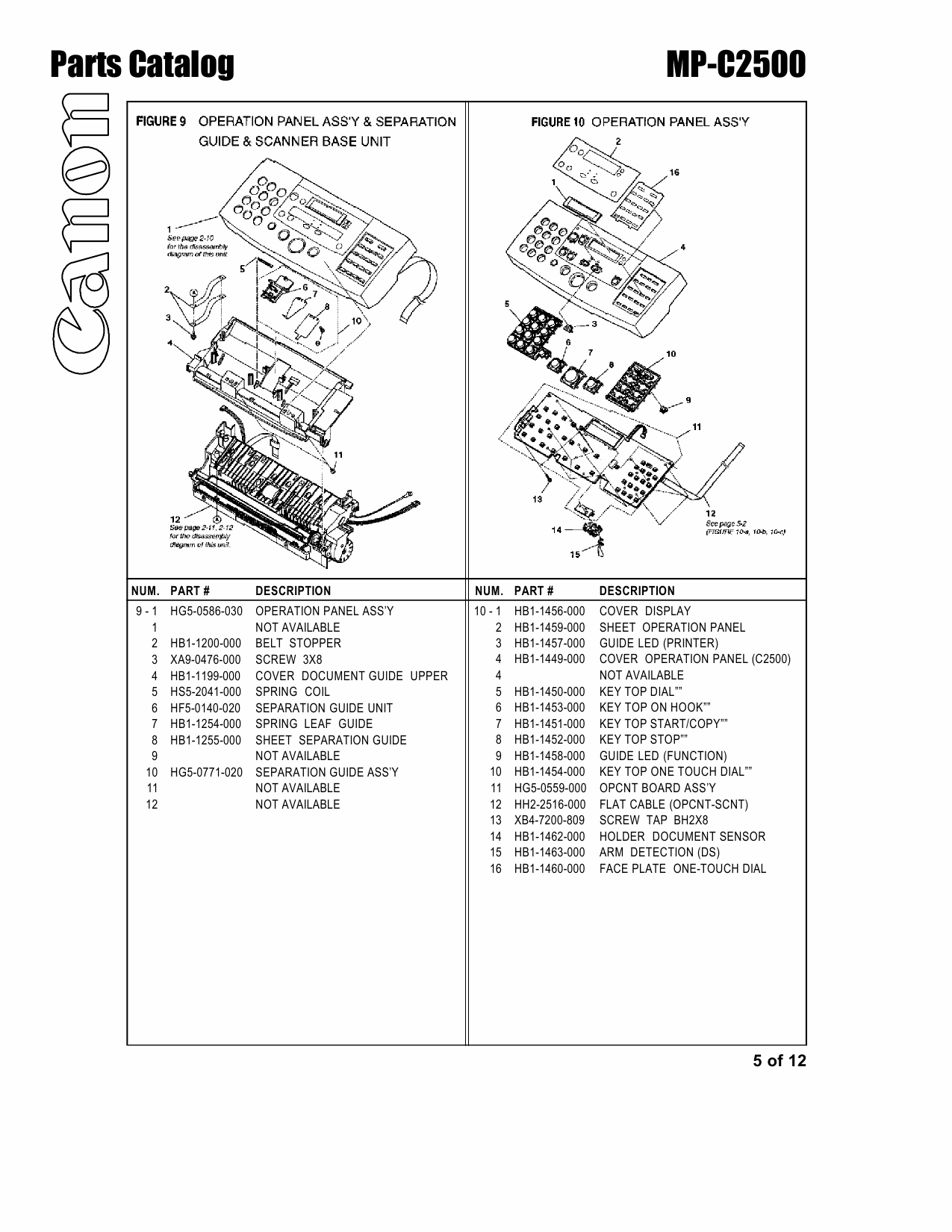 Canon MultiPASS MP-C2500 Parts Catalog Manual-5